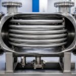 Metalowa komora próżniowa z widocznym spiralnym wymiennikiem rurowym wewnątrz